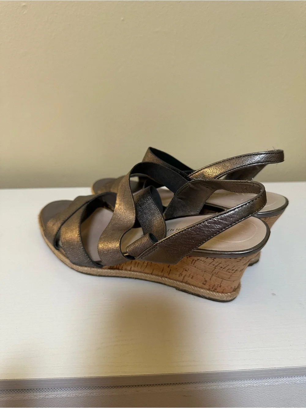 Metallic Etienne Aigner Wedge Sandals for Women